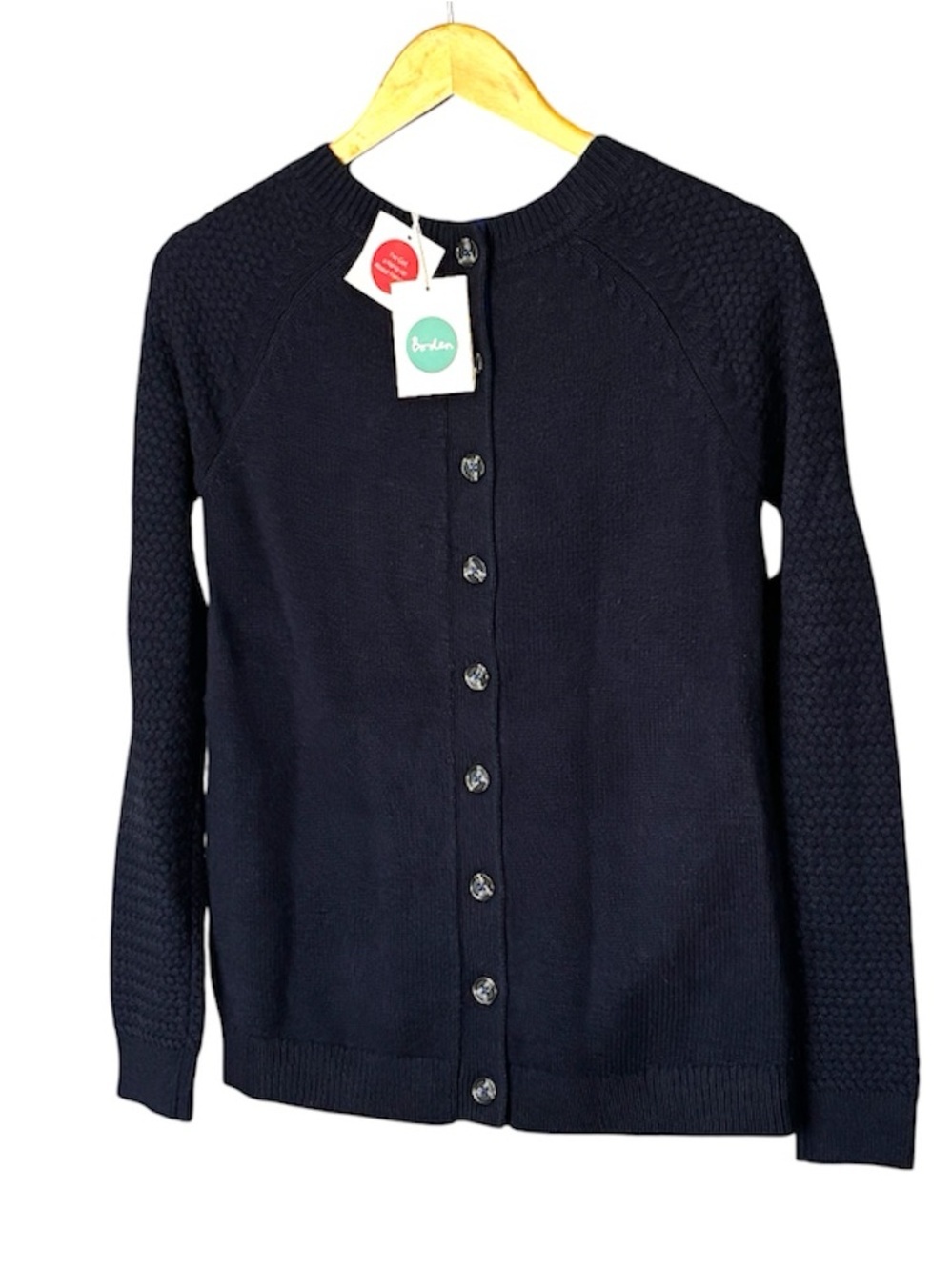 Boden NWT Wool Alpaca Knit Cardigan Sweater Navy Blue Textured Long Sleeve XS - Picture 4 of 11
